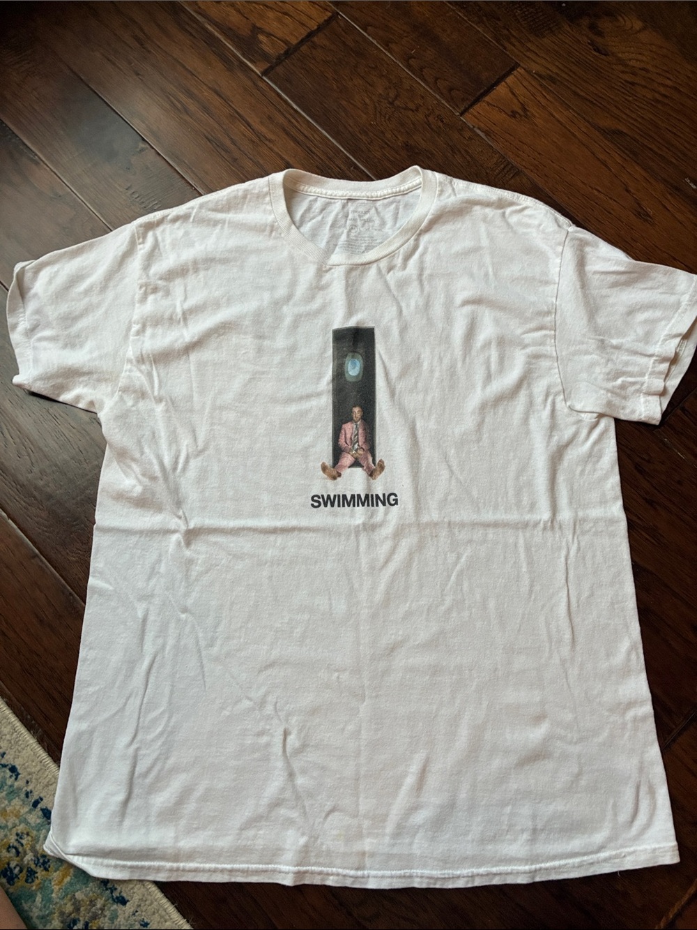 PacSun White Graphic 'Swimming' Tee with Center Illustration